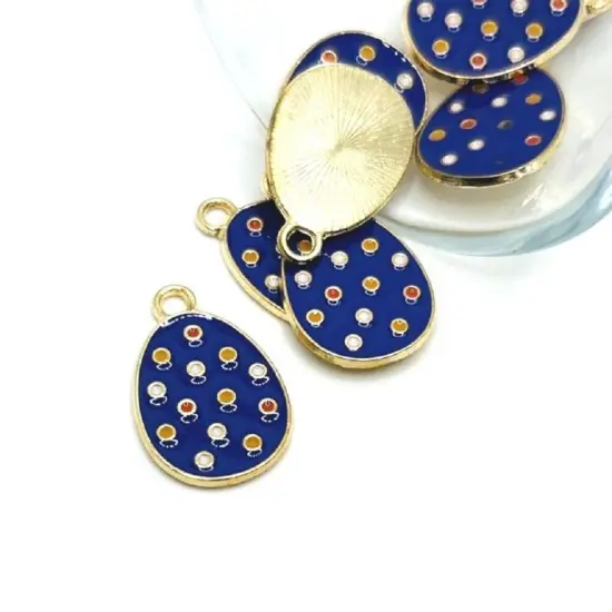 1, 4, 20 or 50 Pieces: Purple Polka Dot Easter Egg Charms {1}