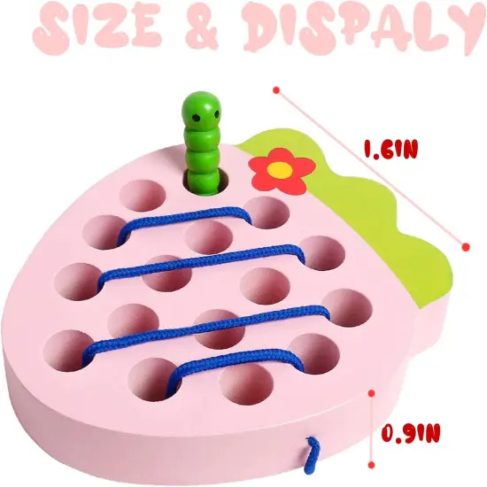 Wooden Lacing Toys for Toddlers, Baby Toys Strawberry Threading Toys Learning Fine Motor Skills,Montessori Sensory Educational Toys Wooden Block Puzzle Travel Toys for 1 2 3 Years Old Baby Boys Girls {2}