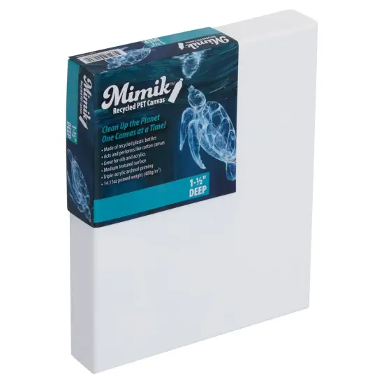 Mimik Recycled Stretched Canvas -Single Canvas - Made from Recycled PET Plastic Bottles - Durable Archival Weave - Triple Acrylic Primed Painting Canvases - 400gsm, 1-1/2 in Deep Pine Stretchers {1}