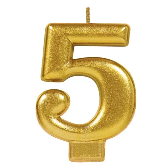 Gold #5 Birthday Candle {1}