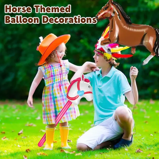 Roshtia 16 Pcs Inflatable Stick Horse and Horse Balloons for Kids Racing Derby Party Supplies Cute Horsehead Stick Balloon Derby Day Party Decorations for Birthday Baby Shower {5}