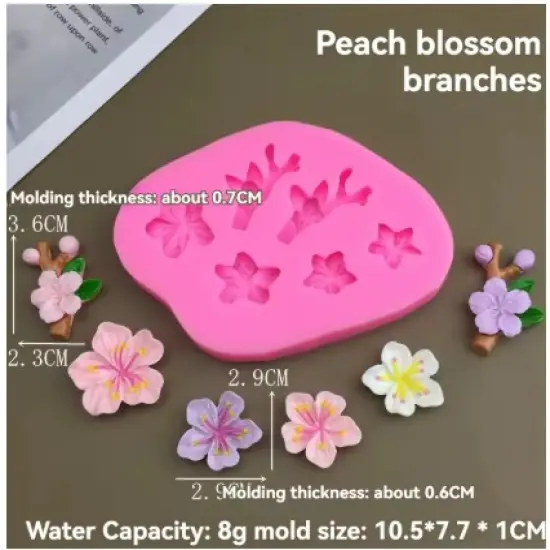 Peach Blossom Branches Flower Silicone Mold {5}