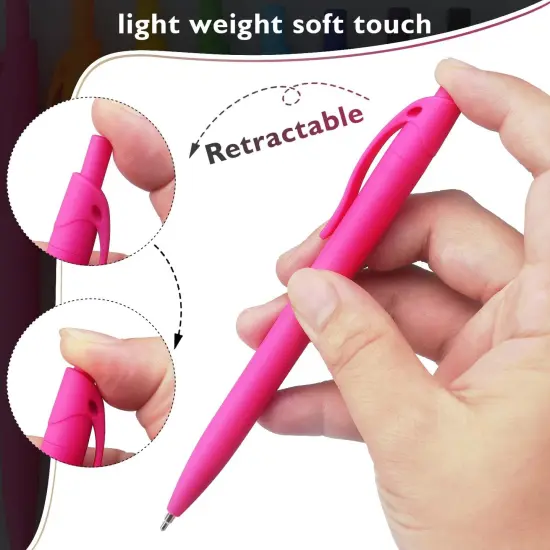 Ballpoint Pens Black Ink Pens Medium Point Retractable Ballpoint Pens, 1.0MM Black Ink, 8 Pack, Colorful {3}