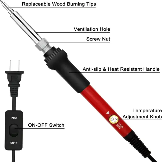 Wood Burning Kit for Beginners, 73PCS Professional Wood Burning Pen and Accessories Wooden Kits Embossing Carving and Wood Burning {3}