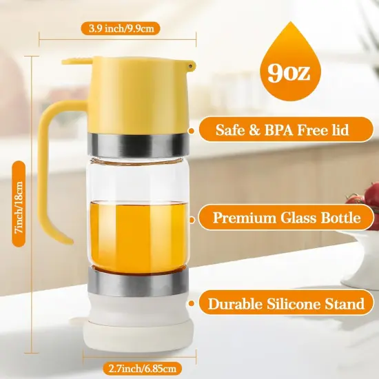 Glass Honey Dispenser,9 OZ Honey Pot with Handle,No Drip Honey Container Jar,Maple Syrup Dispenser,Ideal for Honey and Syrup,White base {3}