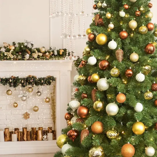 Gold Christmas Balls 34pcs 2.36-Inch Christmas Tree Decoration Ornaments for Xmas Tree Holiday Wreath Garland Decor Ornaments Hooks Included {2}