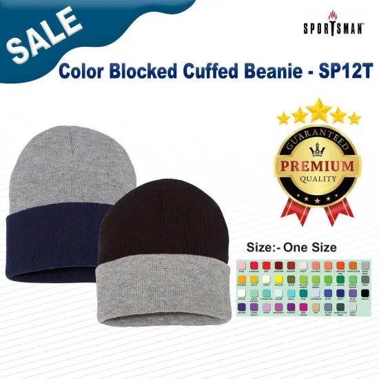 Sportsman&reg; Color Blocked Cuffed Beanie Heather/ Black {3}