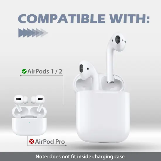 Insten 3 Pairs Ear Hooks Compatible with AirPods 1 & 2 Earbuds, Anti-Lost EarHooks Accessories, Comfortable Soft Silicone Covers, with Storage Box (Not Fit in Charging Case) Black {7}