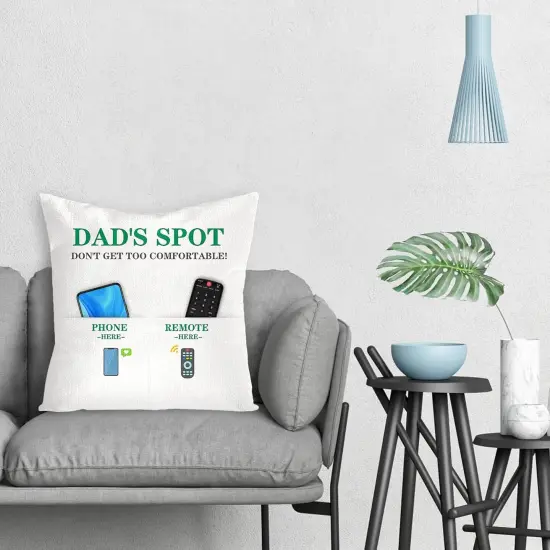 1PCS Dad&rsquo;s Spot Throw Pillow Case, Father's Day Pillow Cover with 2 Pockets, Father's Day, Birthday, Thanksgiving Gift for Daddy Papa, Father's Day Linen Square Throw Pillow Case for Sofa Bed {5}