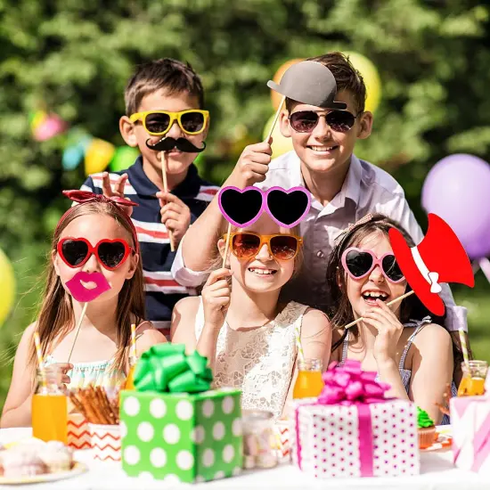 60 Pieces Photo Booth Props DIY Kit Graduation Funny Selfie Props Accessories for Wedding Prom Party Supplies Favors with Mustache on a Stick, Hats, Glasses, Mouth, Bowler, Bowties {2}
