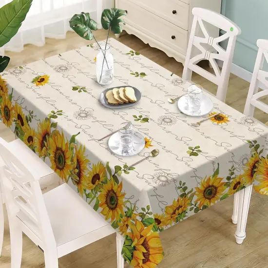 Spring Summer Sunflower Rectangle Tablecloth 60 x 120 Inches, Fall Autumn Flower Floral Decorative Dining Table Cloth, Seasonal Dinner Table Cover Picnic Party Decoration {1}