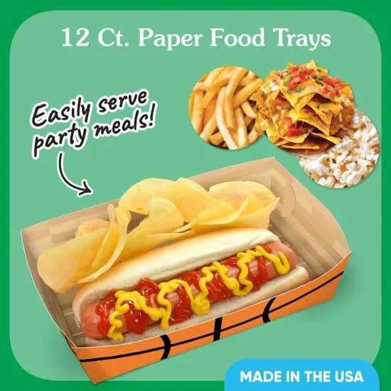 Big Dot of Happiness Basketball Party Paper Food Trays, Disposable Double-Sided Paper Food Holders for Nachos, Hot Dogs, French Fries - 12 Ct {3}