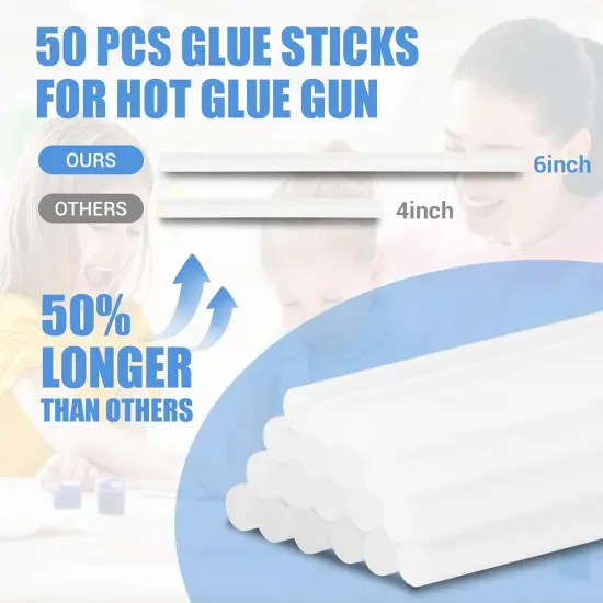 Hot Glue Sticks, Mini Size, 6" Long x .27" Diameter, 50 Count, Clear, for Kids Adults DIY Art Craft Gluing Repairing Sealing Festival Home Decoration {2}