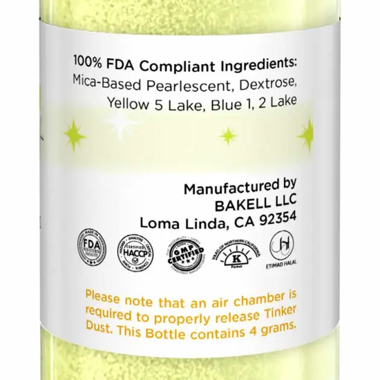 Bakell - Neon Green Tinker Dust Edible Glitter (4g, 1x Spray Pump) for Food, Desserts, and Beverages! {6}