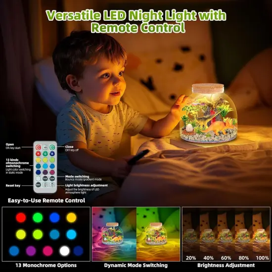 Light Up Terrarium Kit for Kids — Build a Prehistoric Dinosaur Habitat | Dinosaur Toys for Kids, Science Kits, Arts and Crafts for Kids, Boys Toys Ages 4+, Kids Gifts {3}