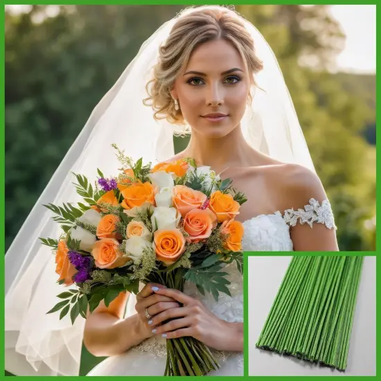 16 Gauge Floral Wire Stems Flower Florist Floral Stem Wire for Bouquet Craft,50Pcs Green 16 Gauge {3}