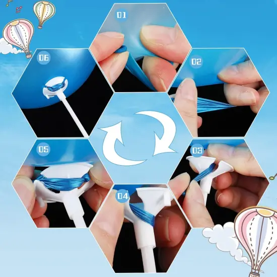 300 Pcs Plastic Balloon Stick with Cup, Balloon Stick with Base Holder Stand for Birthday Wedding Graduation Prom Baby Shower Party Decoration Supplies(White) {3}