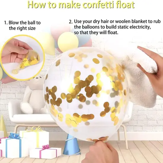 Birthday Party Decorations, Gold Set 15pcs - Happy Birthday Banner, Heart Star Balloons, Foil Confetti Balloons {4}