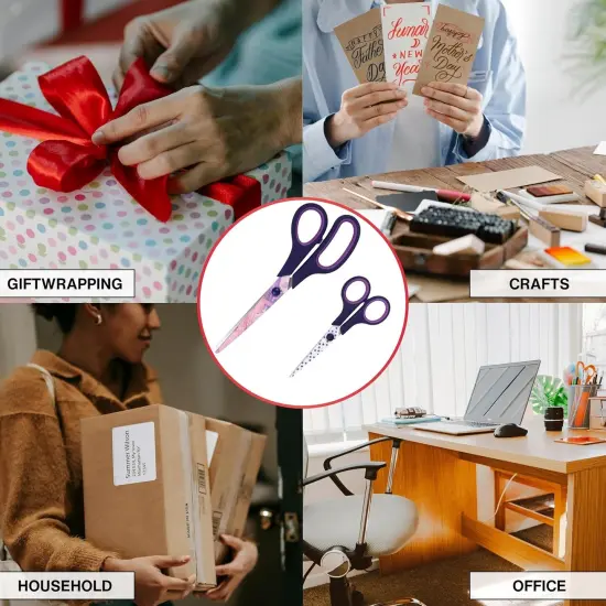 All Purpose Fashion Scissor Set - Sizes 8.5&rdquo; & 5.5&rdquo; Scissors, Sharp Stainless-Steel Blades, Comfort Grip Handles, Sewing & Craft Scissors, 2pc {3}