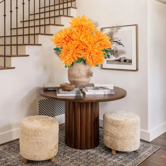 6Pcs Summer Bushes Orange Artificial Mums Flowers {4}