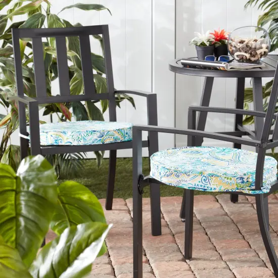 18 in. Round Outdoor Dining Seat Pad (2-Pack) Roma Floral {7}