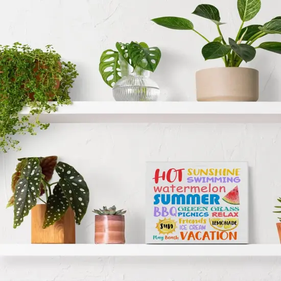 Country Summer Wood Sign Decor Desk Sign Summer Subway Wood Block Sign Summer Words Signs Rustic Home Shelf Wall Decoration {4}