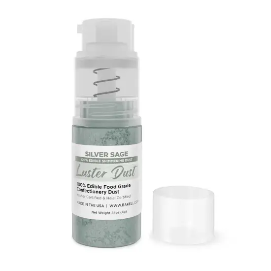 Bakell - Silver Sage Luster Dust (4g, 1x Pump) Edible Vegan Dust & Paint for Decorating Desserts and Beverages {3}