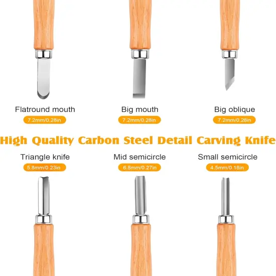 26-in-1 Wood Carving Kit with Detail Wood Carving Knife, Whittling Knife, Wood Chisel Knife, Gloves, Carving Knife Sharpener for Spoon, Bowl, Kuksa Cup {4}