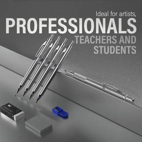 Metal Mechanical Pencil Set in Leather Case, 5 Sizes, 0.3, 0.5, 0.7, 0.9, 2mm, mechanical pencils, Sketching Pencils, Drafting Pencil {3}