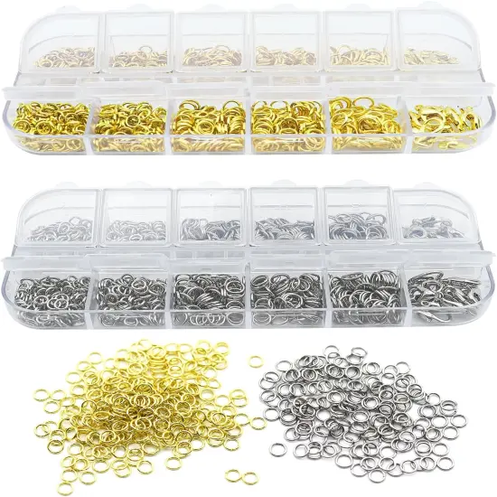 1720pcs Jump Rings for Jewelry Making Kit with Jump Rings and Lobster Clasps,Gold & Silver Open Jump Rings for Necklace and Jewelry Repair,Jewelry Findings Kit for Jewelry Making Supplies {4}