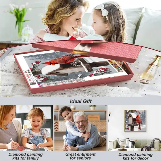 Diamond Painting Kits for Adults, Cardinal Diamond Art Kits, Full Drill Round Gem Art, DIY Snowscape Paint with Diamond Beads Crafts for Home Wall Decoration Gifts {3}