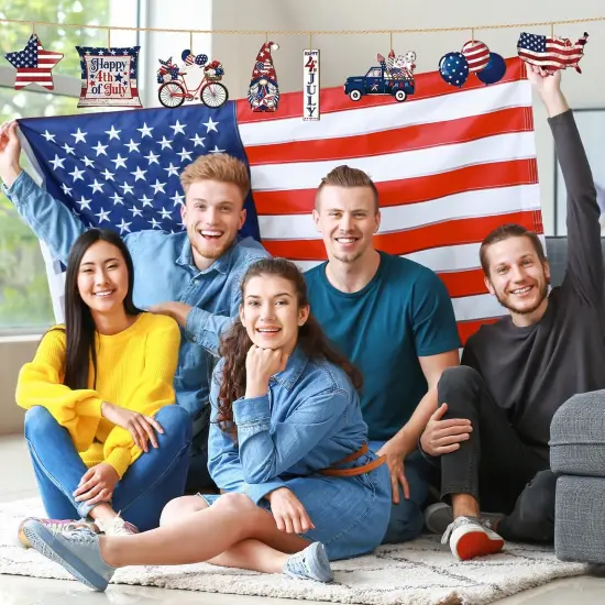 36 Pcs 4th of July Ornaments for Tree Patriotic Wooden American Flag Ornaments Memorial Day Tree Decorations Red White Blue Hanging Decorations for Independence Day Party(Classic) {4}