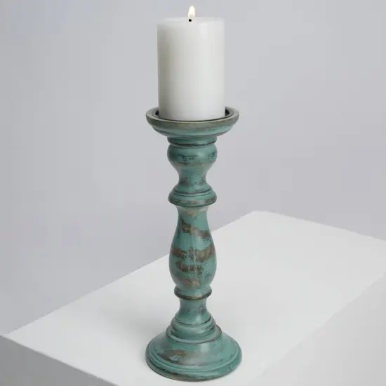 Antique Mango Wood Centerpiece Candle Holder - 4.5" x 12" {1}