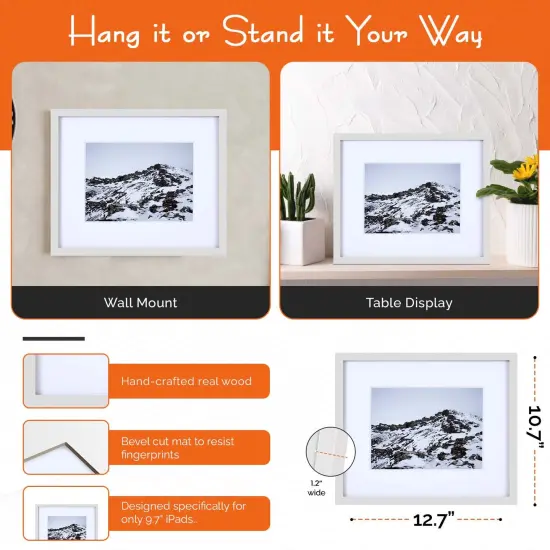iFrame iPad Frame | Turn Your iPad Into A Beautiful Interactive Digital Picture Frame | Perfect at Home Or Work | Includes Table Stand and Wall Mount for All 9.7&rdquo; iPads White {4}