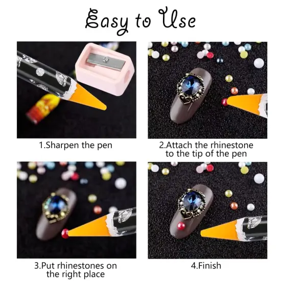 4 Pcs Diamond Art Pen Rhinestone Picker Pencil Point Drill Pen Self Adhesive Resin Picker Dotting Wax Pencil Gem Pick up Tools for Art DIY Decoration with Pencil Sharpener {2}