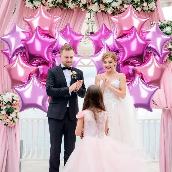 Purple Pink Star Foil Balloons Set, 18 Inch 12 Pcs Lavender Pink Pentagram Aluminum Foil Balloons {3}