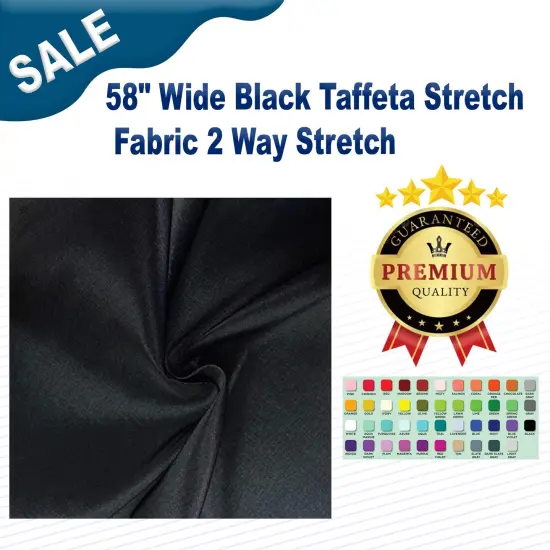 58" Wide Black Taffeta Stretch Fabric 2 Way Stretch {1}