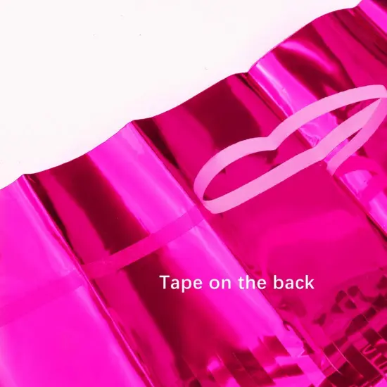 2 Pcs 3.2ft x 8.2ft Shiny Hot Pink Metallic Tinsel Foil Fringe Curtains Photo Booth Backdrop for Birthday Wedding Holiday Celebration Bachelorette Party Decorations (Hot Pink) {1}