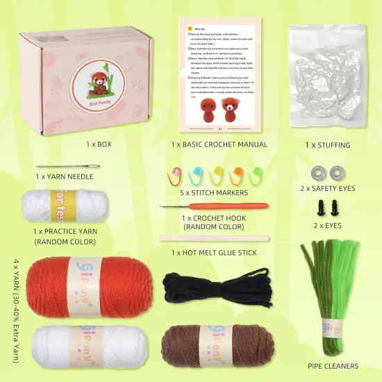 Crochet Kit for Beginners, Crochet Animal Kits, Crocheting Kit for Starters, Learn to Crochet with Step-by-Step Video Tutorials, Beginner Crochet Kit for Adults(Panda) {2}