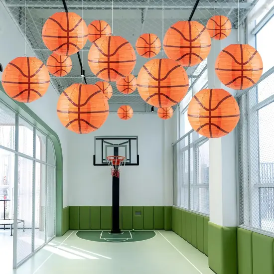 3 PCS 8'' Basketball Party Decorations Basketball Lanterns Basketball Paper Lanterns Basketball Hanging Lanterns Creative Football Party Decorations {4}