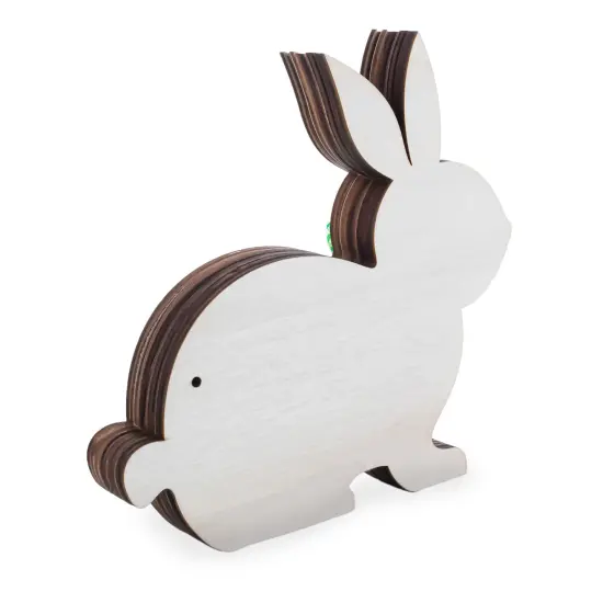 Bunny Shape Spring Garden with Butterflies Wooden Figurine {4}