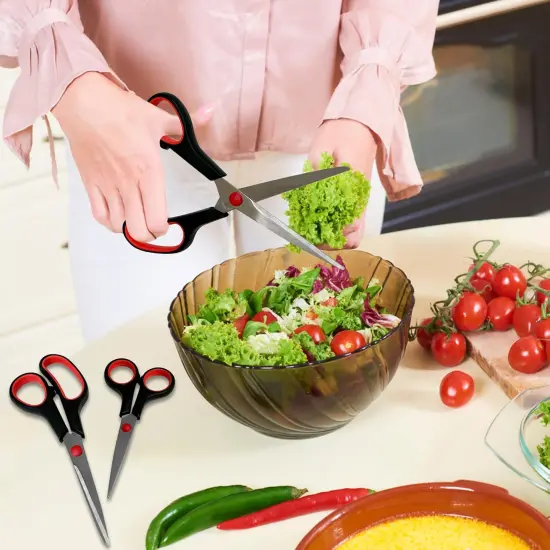 3-pack All Purpose Scissors 3 Sizes Ultra Sharp SS Blades Comfort Non-Slip Ergonomic Handle Great as Office Gifts, Home, Kitchen Shears, School, Sewing Fabrics, Crafts, And Multipurpose {5}