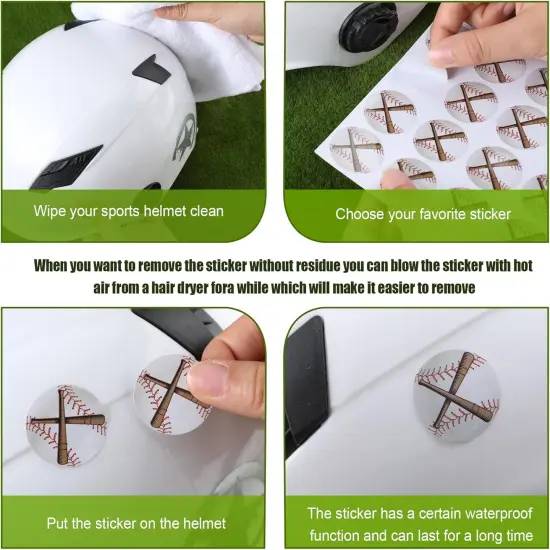 300 Pcs 12 Sheets Baseball Helmet Stickers 1.18 Inch Waterproof Round Helmet Vinyl Decals for Baseball Helmet Award Laptop Water Bottle Scrapbook Sport Party {3}