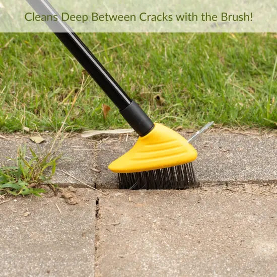 Gardenised 4-in-1 Durable Crack Weeder, Scraper, Moss & Debris Remover, and Cleaning Brush with 2 Replaceable Bristle Heads for Lawn, Patio, Driveway, Exterior Wall, and Yard Maintenance {4}
