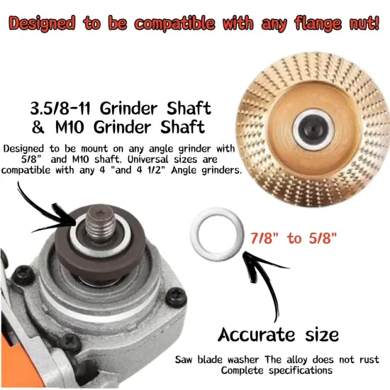 Angle Grinder Wood Carving Disc Set 5 Pack for 4" or 4 1/2" Angle Grinder, Angle Grinder Attachments, Wood Working Tools and Accessories, Stump Grinder Disc for Wood Cutting {4}