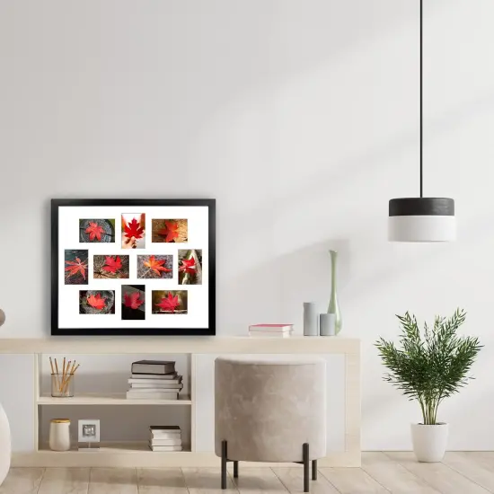 Black 10 Opening 4x6 Picture Frames Collage Set of 2, 18x22.5 Wall Frame with White Mat Display Ten 4 by 6 Inch Photos {4}