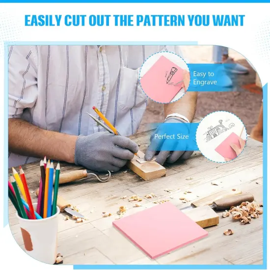 Pink Rubber Art Soft Linoleum Carving Block, Rubber Crafts Linocut Block for Printmaking,DIY Crafting Stamp Carving Block {4}