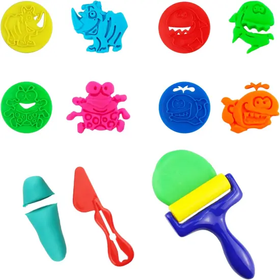 Plastic Dough Tools for Kids 61 Piece Set Cookie Cutters & Stamps {3}