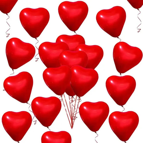 50 Pieces Love Heart Balloons 10-inch Red Latex Heart Balloons for Valentines Day Wedding Anniversary Engagement Birthday Garden Company Celebration Graduation Prom Party Decoration Romantic Decor {1}