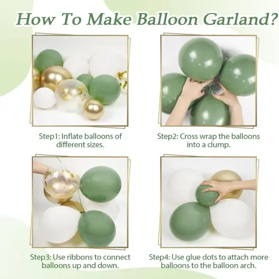 Sage Green Pink Balloons Garland Kit,117pcs Olive Green Blush Pink Sand White Metallic Gold Balloons for Girl Baby Shower Bridal Shower Wedding Birthday Jungle Safari Woodland Party Decorations {3}